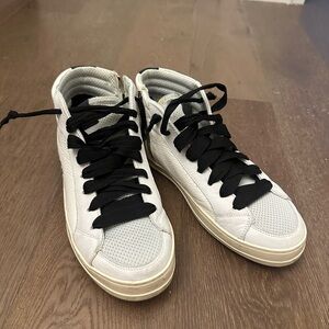 P448 White High-Top Sneakers with Black Laces